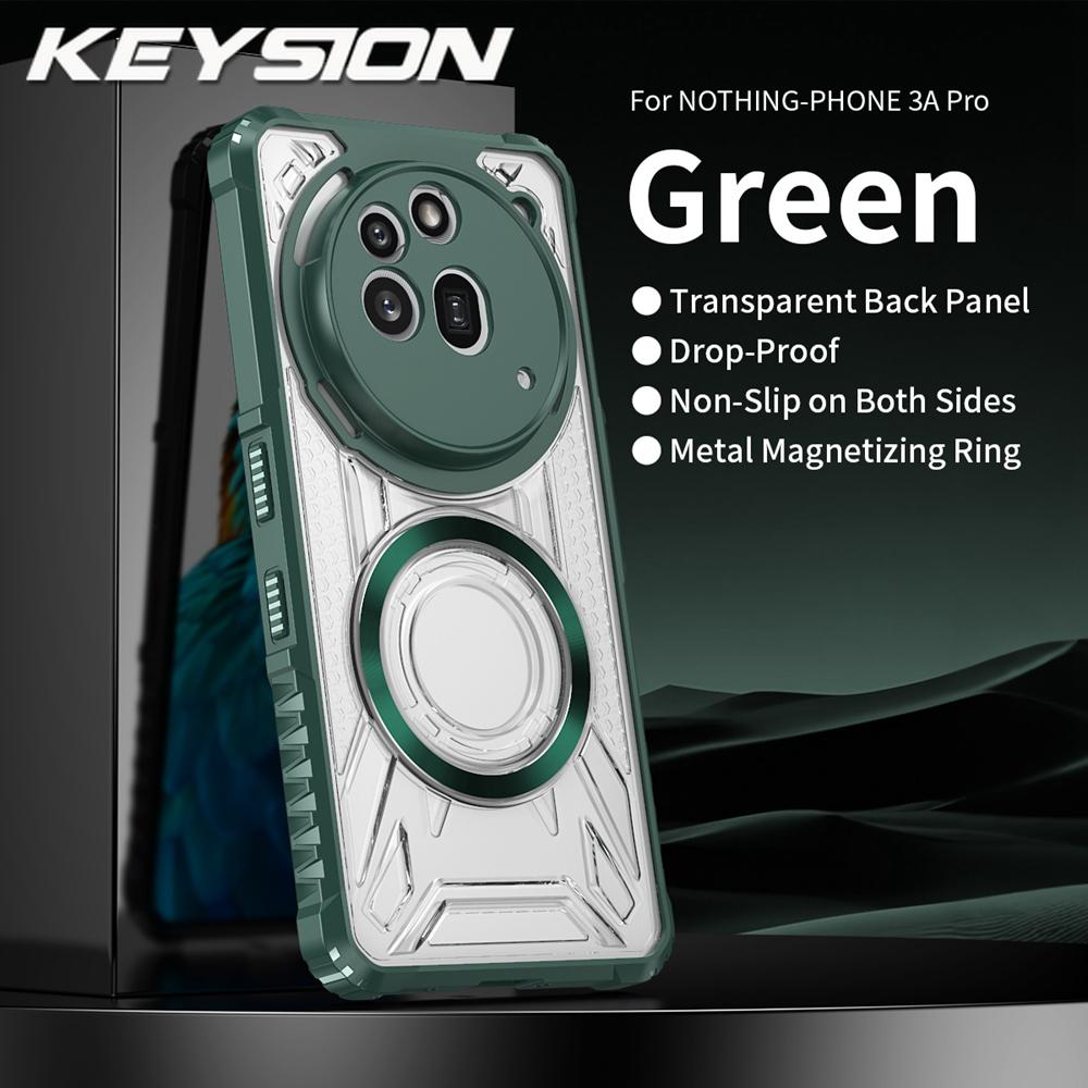 KEYSION Transparent Magnetic Case for Nothing Phone 3A Pro Silicone+PC Heavy Duty Shockproof Phone Cover for Nothing Phone 3A