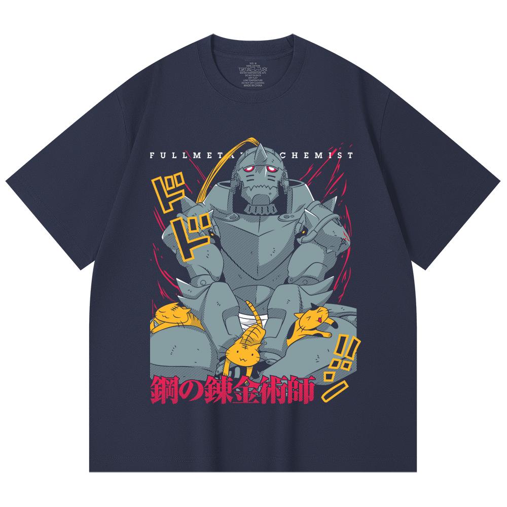 T-shirt Unisex in Cotone Pesante 230 g/m² 100% Cotone con Stampa Fullmetal Alchemist V4 Alphonse