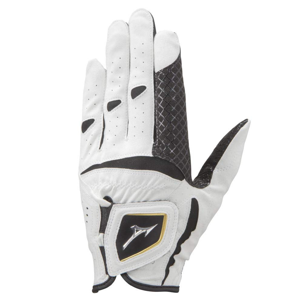 

MIZUNO Double Grip Golf Left Synthetic Leather with Silicone 25cm Men s Glove, Hand, Print, White/Black, (5MJML05109)