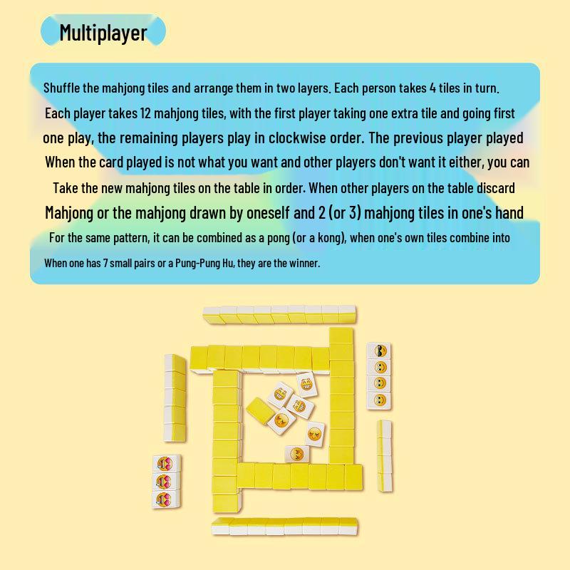 Emoji Mahjong Board Game - Douyin Style Children's Thinking Toy Cards