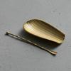 Alloy Bamboo Weaving Shape Tea Shovel Spoons Set Handmade Dustpan Shape Tea Trays Teaspoon Separator Vessel Teaware Accessories