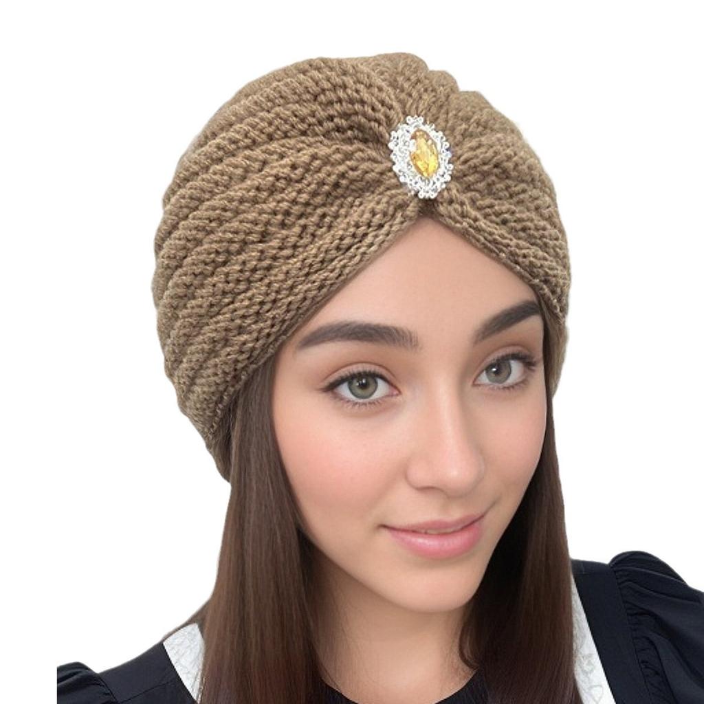 Autumn and winter women's wool hat knitted hat shows a small face Xinjiang hat Arabian hat fashionable warm and breathable