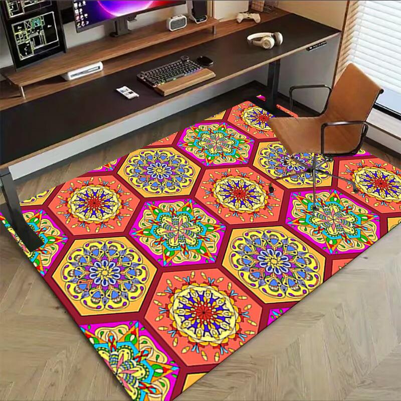 1PC Mandala Patterns Extra Large Non Slip Floor Carpet, Office, Family, Bedroom, Studio Large Area Rug Indoor Rugs, Vibrant Colors