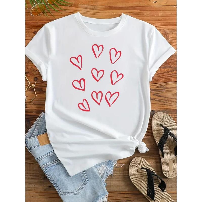 (European Size) 90s Clothing Casual Lovely Style Cute Trend Tshirt Women Short Sleeve Fashion Print Lady Tee Top Female Graphic T-shirts