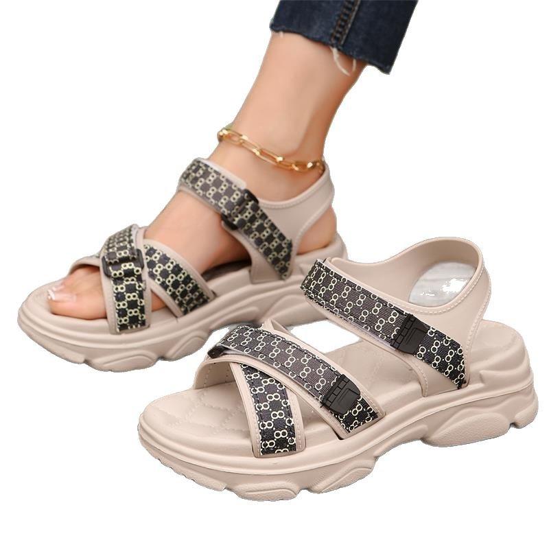 Koreańska Edycja Sandały Sportowe Damskie Codzienne Odkryte Oddychające Buty dla Kobiet Gruba Podeszwa Antypoślizgowe Sandały Plażowe dla Kobiet