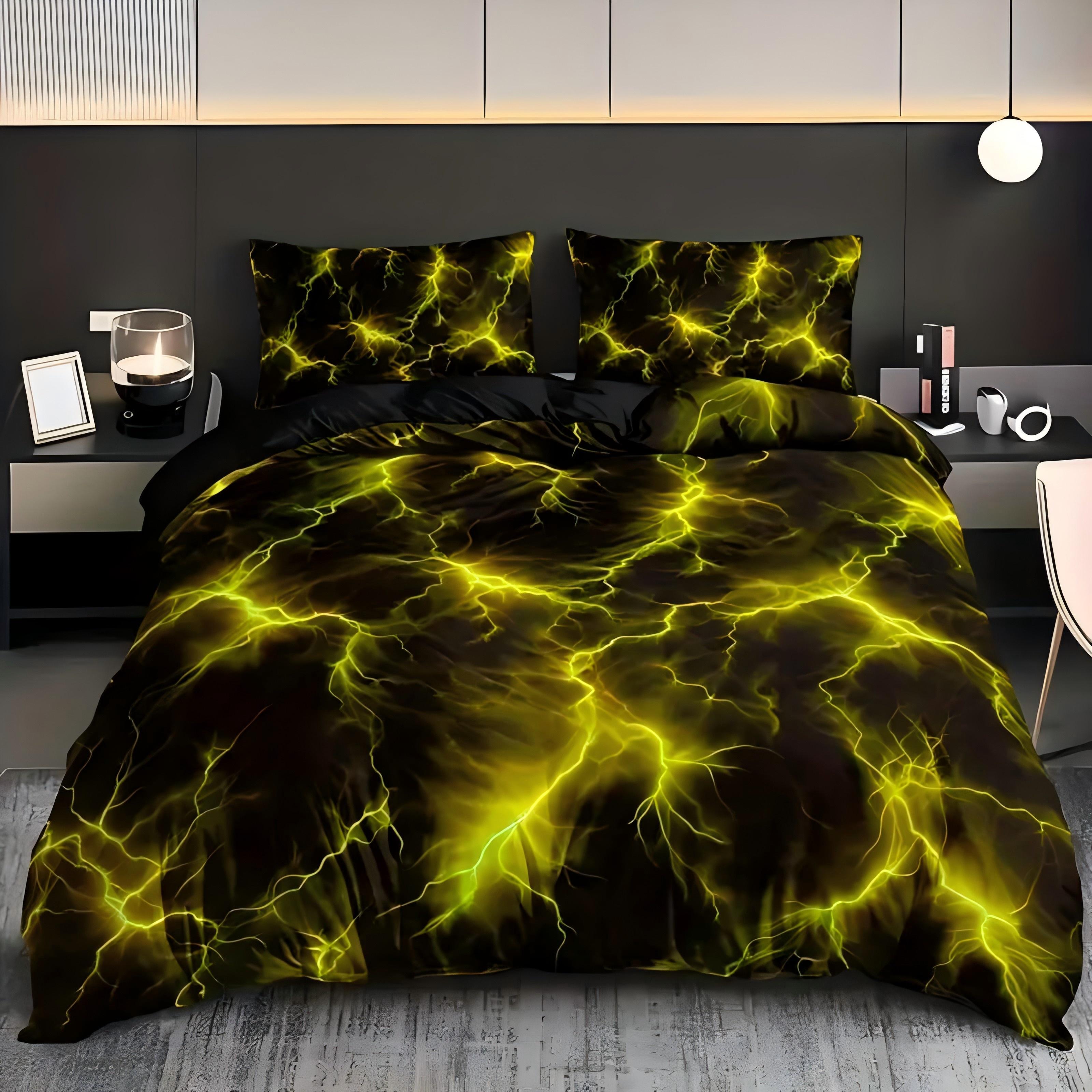 

Lightning Pattern 3d Print Quilt Cover Fashion Mysterious Cool Sky Natural Bedding Cover Polyester Comfortable Duvet Cover Set EU single(135x200cm)