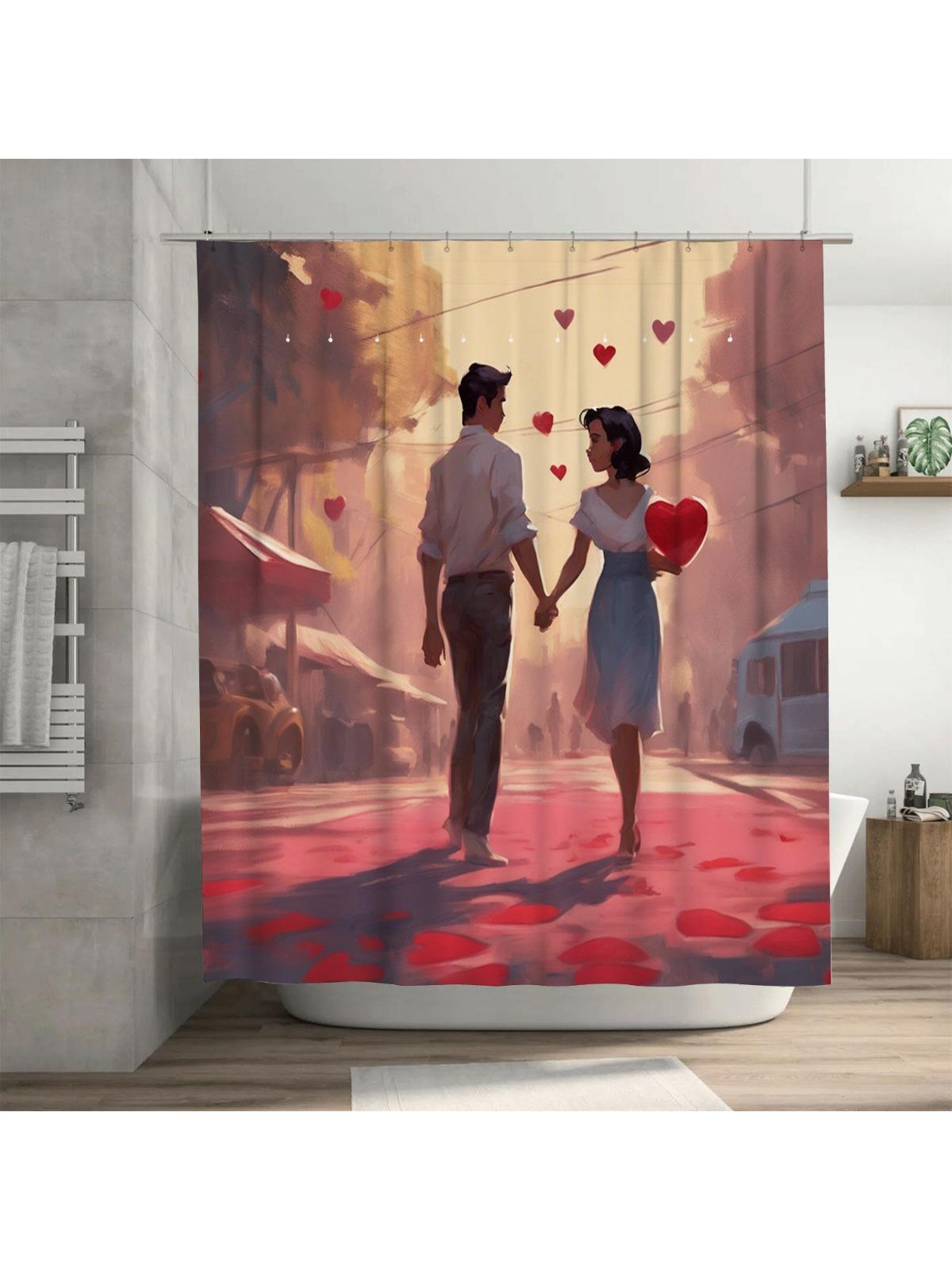 

Romantic Couple Shower Curtain | Love-Themed Bathroom Decor 90X180cm