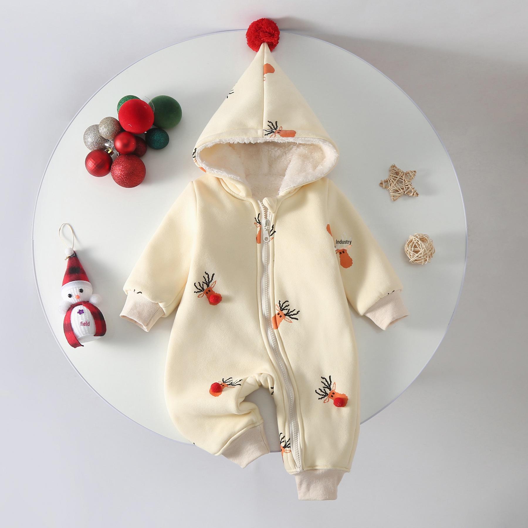 

Детский комбинезон из бархата с капюшоном - теплый зимний комбинезон-свитер для прогулок и Рождества 73CM светло-желтого