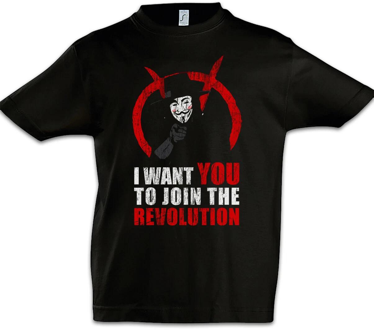 Join The Revolution Kids Boys kids boys T-Shirt Guy Fawkes Government Criticism Mask 100