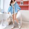 Women's Korean-Style Color Block Zipper Hoodie - Loose Fit, Spring/Autumn.