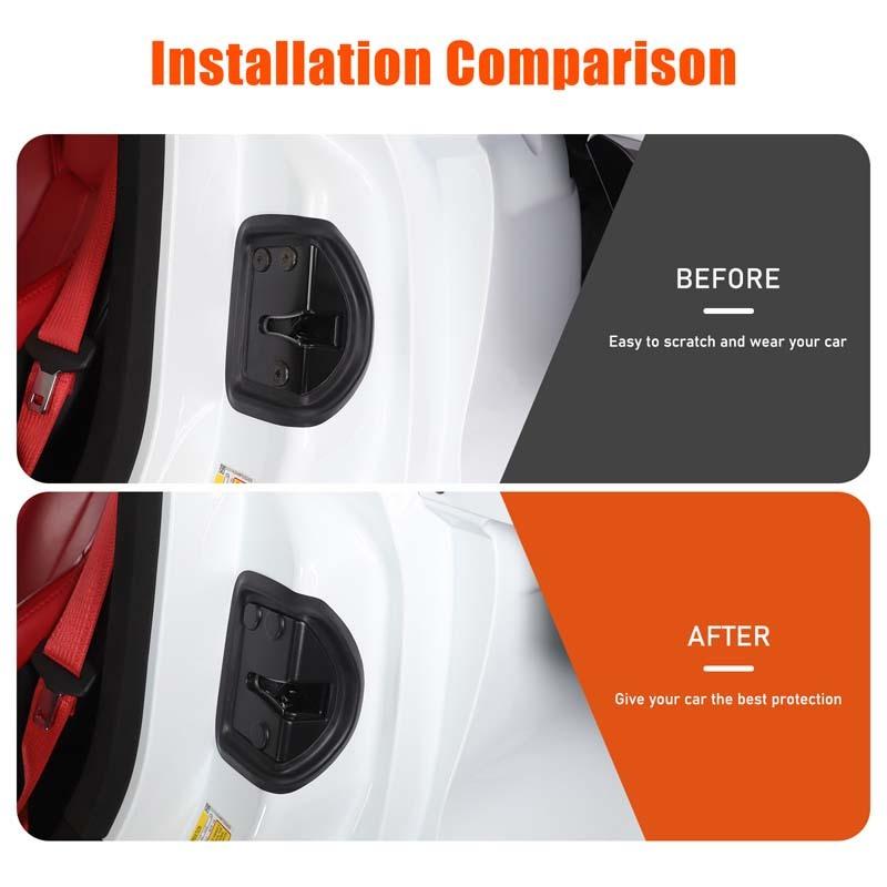 2Pcs Car Door Mute Damping Cushion ABS Door Lock Buckle Door Anti-collision Protective Cover Fit for Chevrolet Corvette C8 +