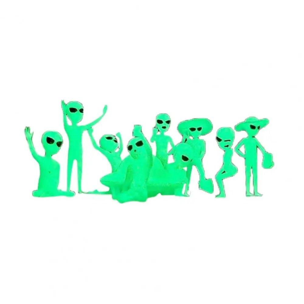 Luminous Alien Ornament UFO Plant Decoration Prop Figurine Set Alien Kit Decorative  Bedrooms