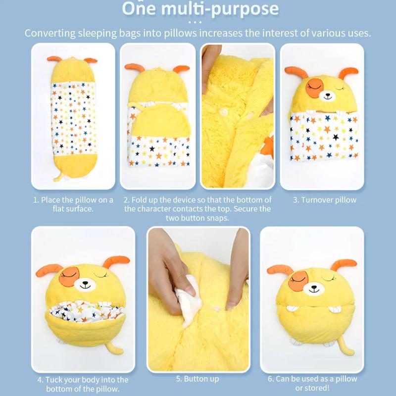 Children's Cartoon Sleeping Bag Pillow Birthday Gift Kids Comfy Plush Warm Sleepy Sack Animal Boys Girls Soft Sleepsack