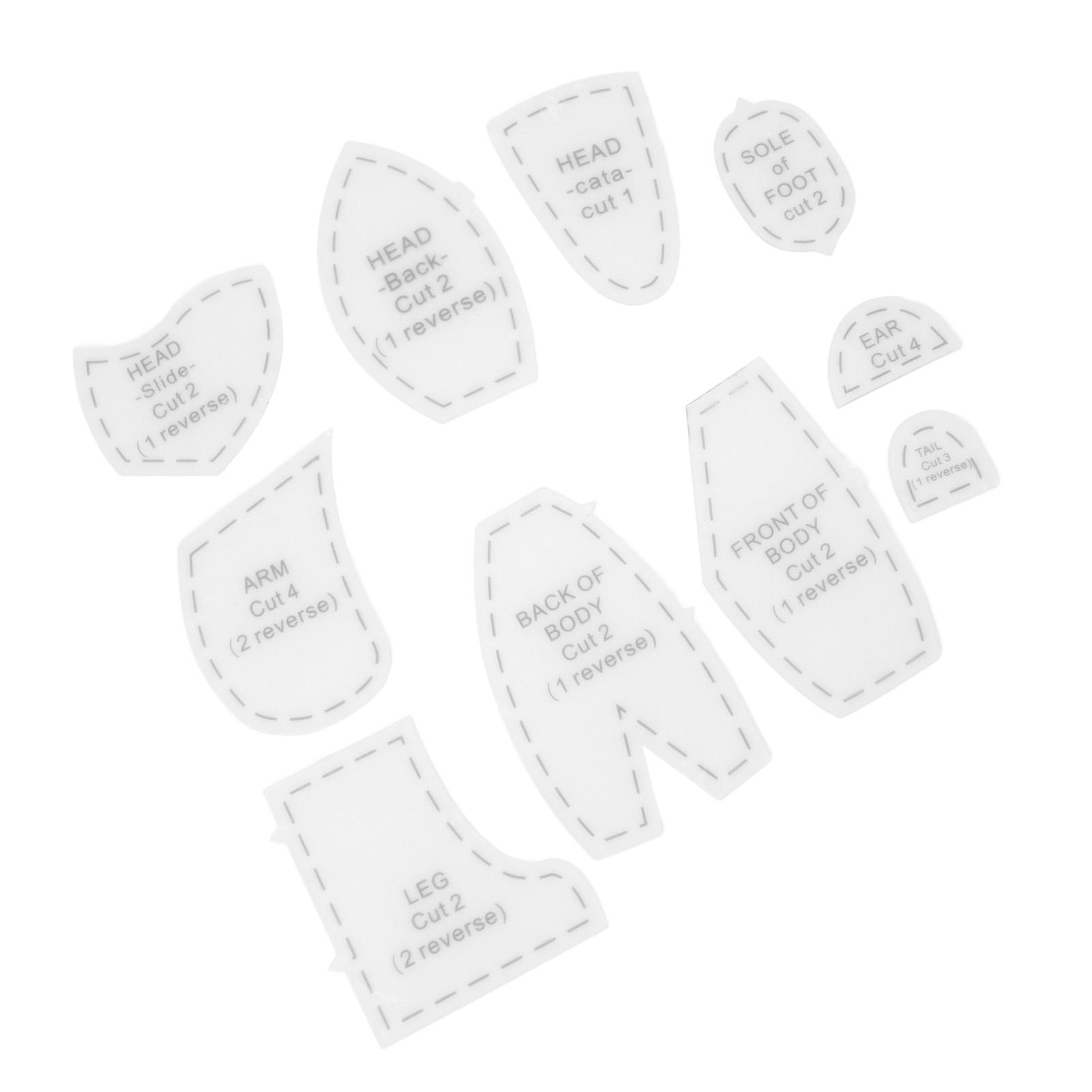 Memory Bear Template Ruler 10 Pieces Acrylic Sewing Pattern Set for Cute Doll Making