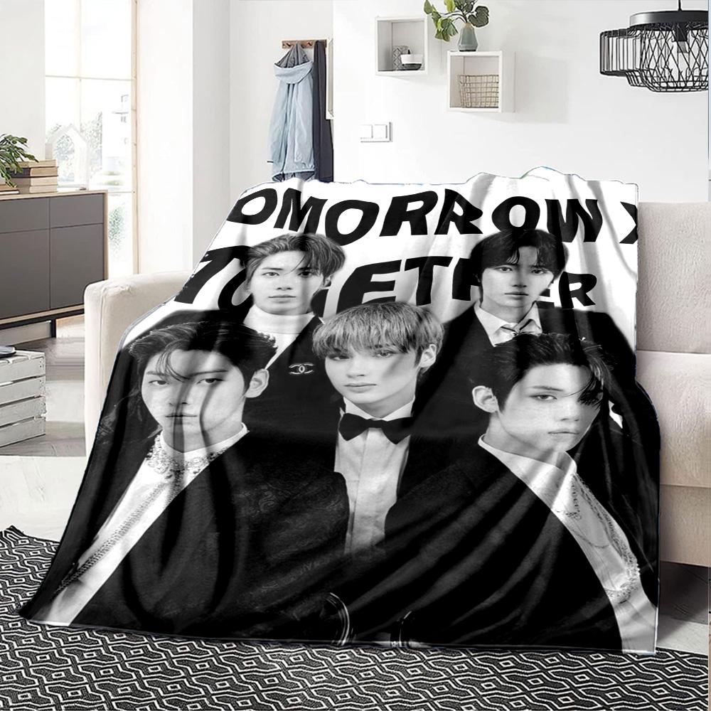 Txt Poster Print Flannel Blanket High Quality Warm Comfortable Cover for All Seasons Perfect for Gifts Home Decor
