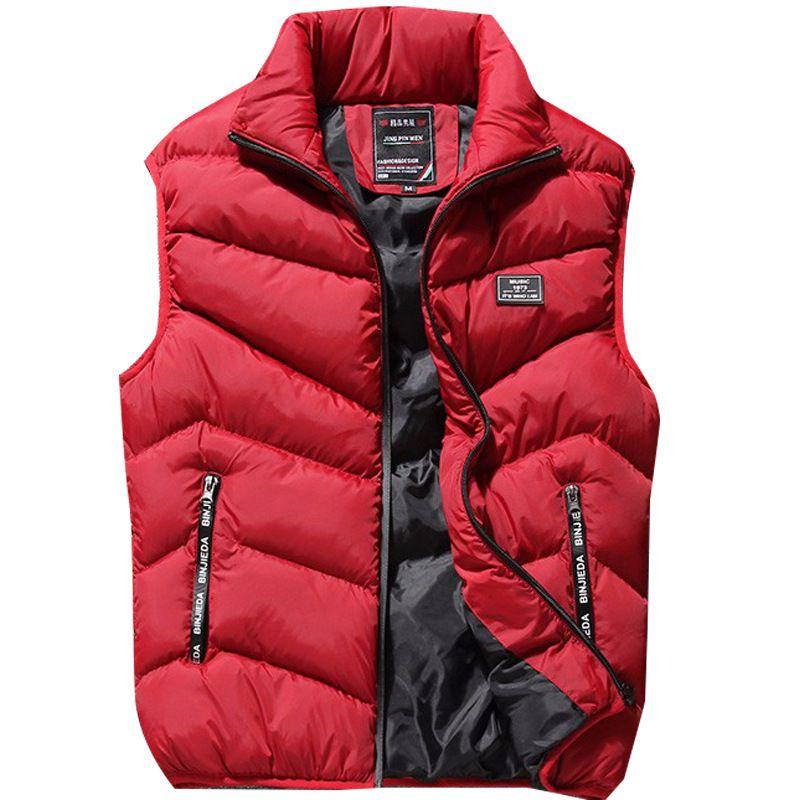 Fashionable Mens Quilted Coat Vest Waistcoat Parka With Solid Pattern And Regular Fit