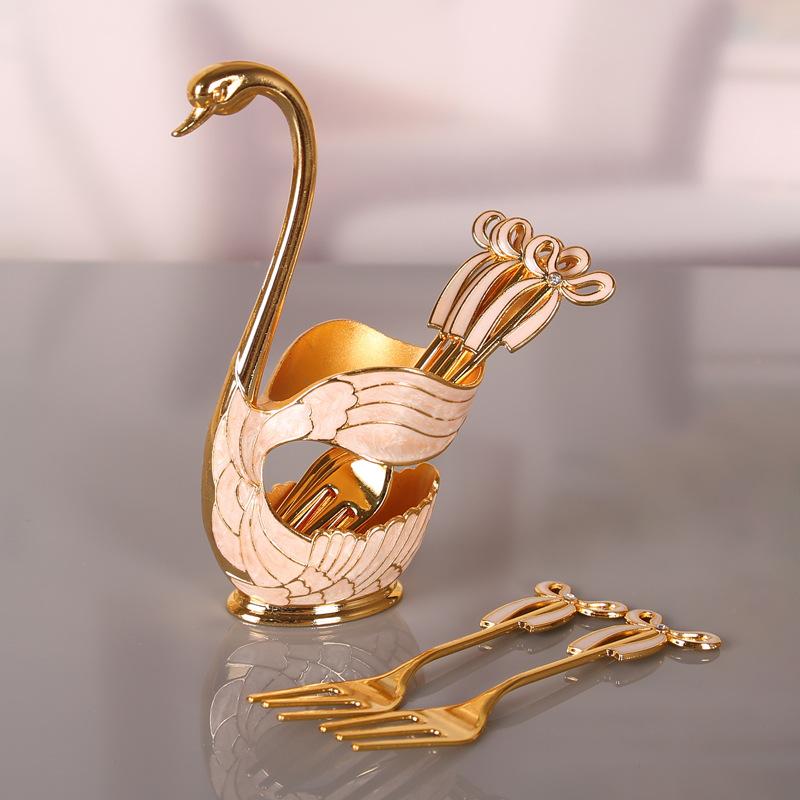 European Retro Coffee Spoon Creative Cygnus Stirring Spoon Mini Dessert Spoon Household Exquisite High-end Fruit Fork