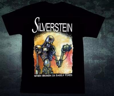 Vtg Silverstein Wenn kaputt leicht zu reparieren Baumwolle Schwarz Full Size Shirt BL251