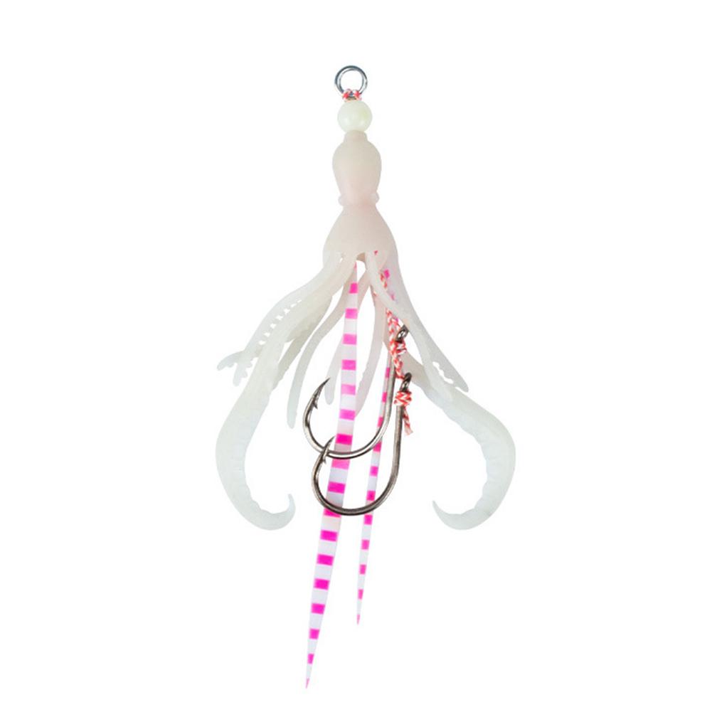 

1 ШТ 10.5СМ/7Г TPE Екологічно чистий Морський риболовний гачок-восьминіг на волосіні Високоеластична біонічна приманка-кальмар з подвійним гачком Флуоресцентна м яка приманка