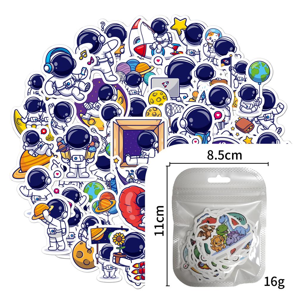 Little Astronaut Stickers 50 Sheets of Stationery Hand Account Water Cup Laptop Cartoon Cute Space Astronaut Stickers