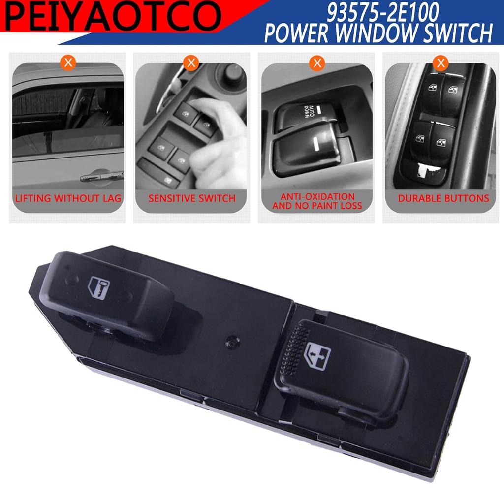 93575-2E100 Power Window Switch Fit for 2005-2010 Hyundai Tucson Lifter Car Front Right Side Door Power Window Switch Double Open