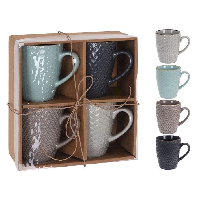 Mugs en grès - EXCELLENT - Set de 4 - 300 ml - Compatible lave-vaisselle - Coffret cadeau