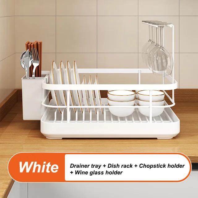 Kitchen Dish Storage Drainer Bowl Rack Sink Shelf Multifunctional Dish Drainer Countertop Chopsticks and Dishes Organizer