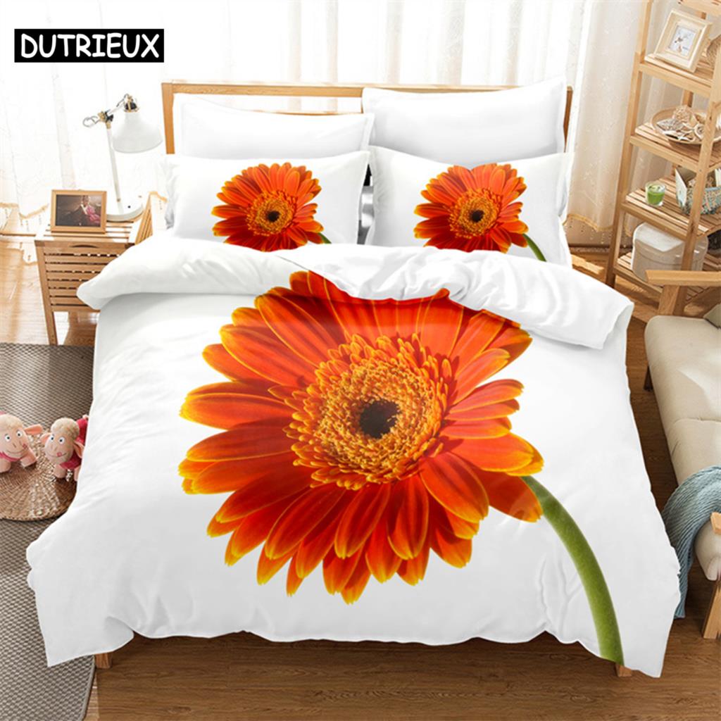 Colorful Daisy Queen Bedding Set Duvet Cover Kids Bedroom Bed Set Comforter Cover Set King Size Duvet Cover Set Bedding Sets
