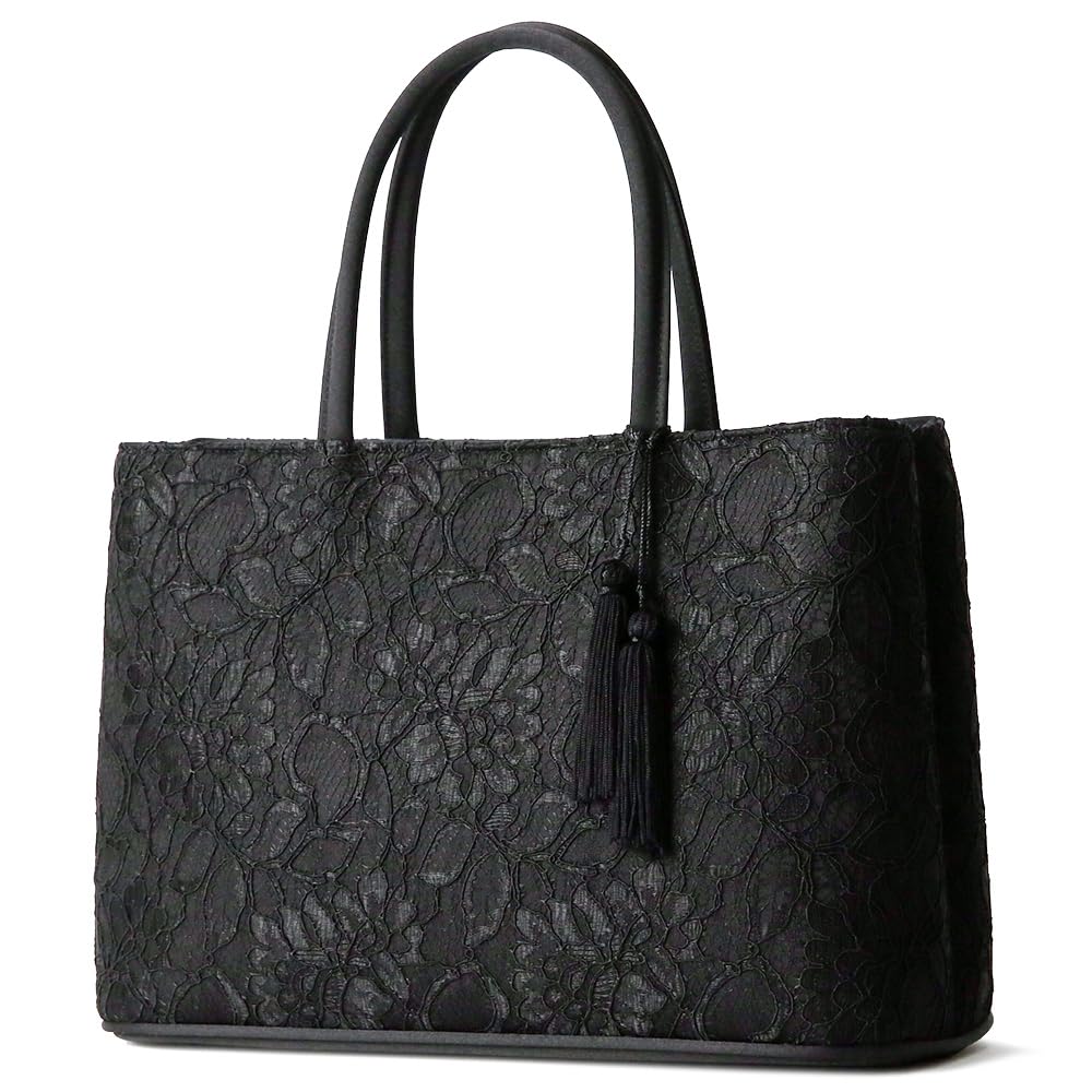 

Black Formal Made in Entrance Graduation Cord Lace Double Layer Bag with Tassel M iw60183 [Iwasa] Bag, Women s, Japan, Black, Large, Ceremonies, чорний