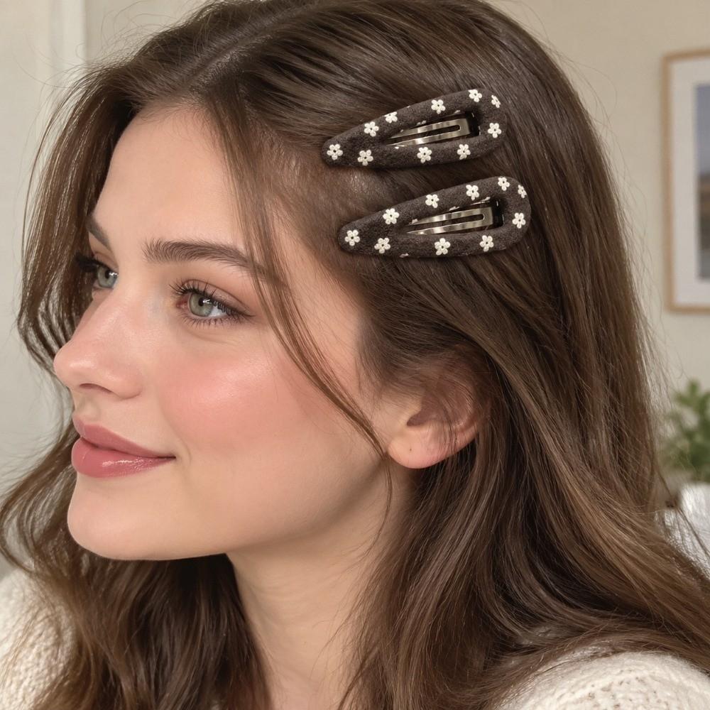 1 Pair French Style Polka Dot Hair Clips Vintage Style BB Hair Clip Sweet Bangs Hairpin  for Women