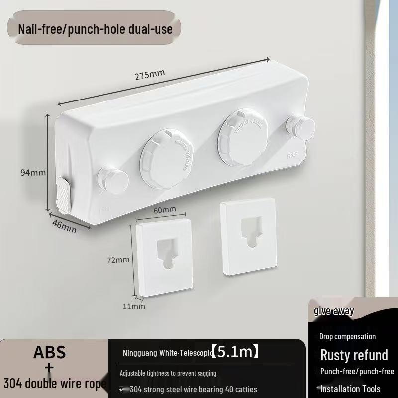 Invisible Retractable Clothesline: Wall-Mounted Stainless Steel Rope Rack for Indoor Drying