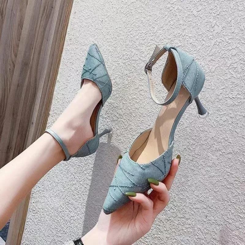 Fashion Ladies New hollow single Shoes Pearl buckle pointed high heels Fashion elegant slim shoes Casual versatile Women s pumps Mujer 40 2980₽