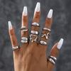 15Pcs Y2K Liquid Metal Irregular Rings Set for Women Silver Color Punk Grunge Goth Geometric Open Ring Kit Party Jewelry Gift