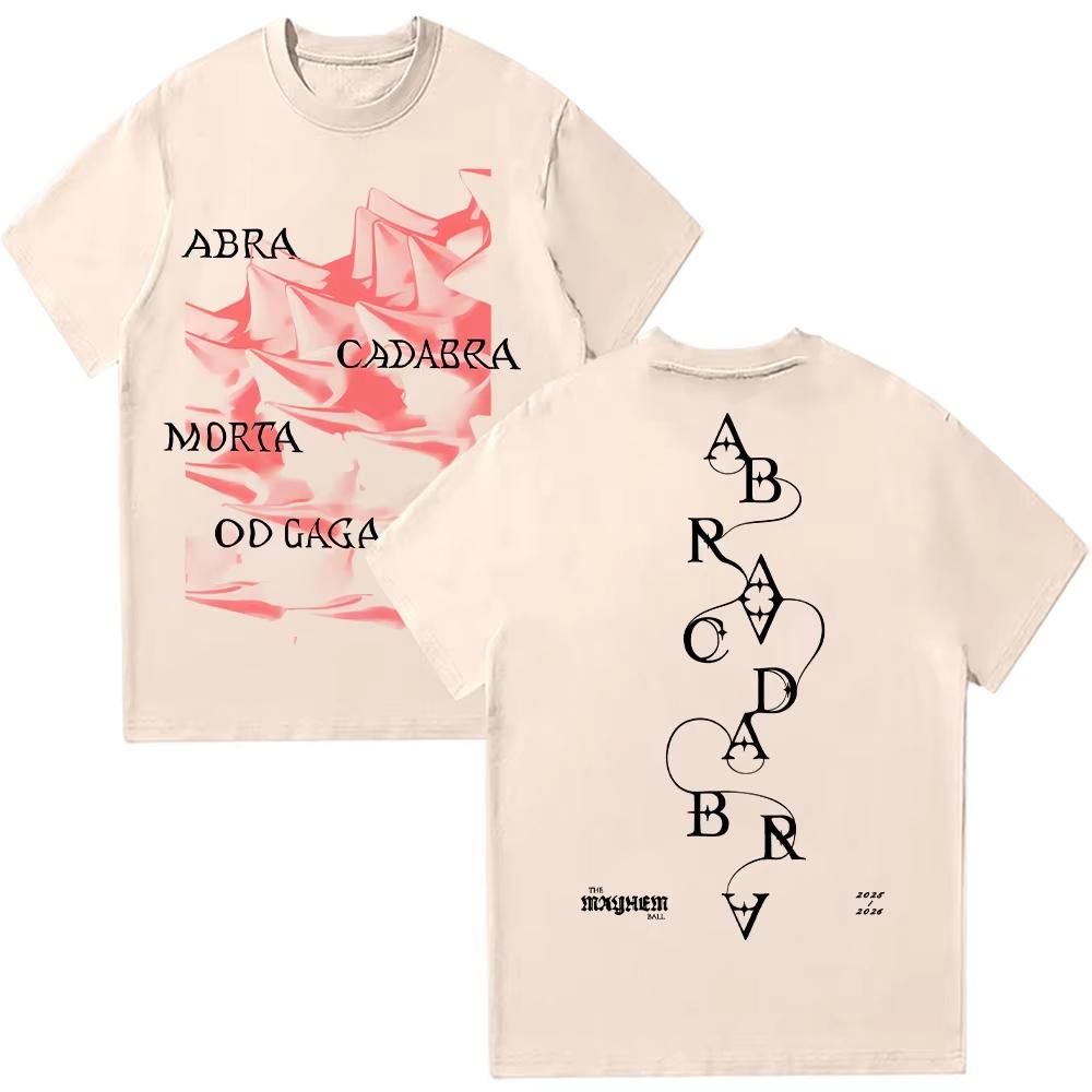 2026Lady Gaga Abracadabra Hat TShirt Men Clothing Short Sleeve Round Neck Creative Top Women Cotton High Quality Streetwear