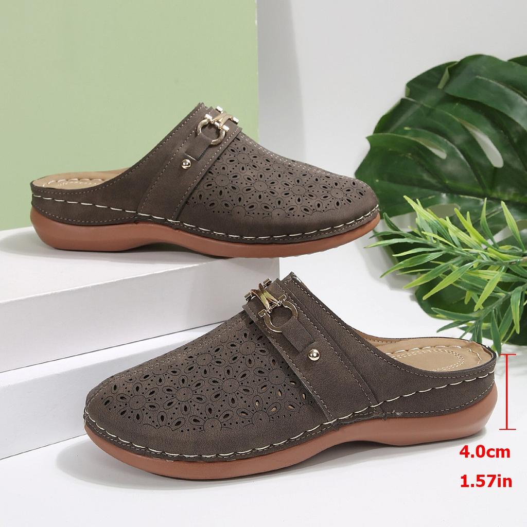 Fashion 2025 New fashion women's thick-soled slippers in Baotou, large-sized casual Baotou backspace thick-soled slippers
