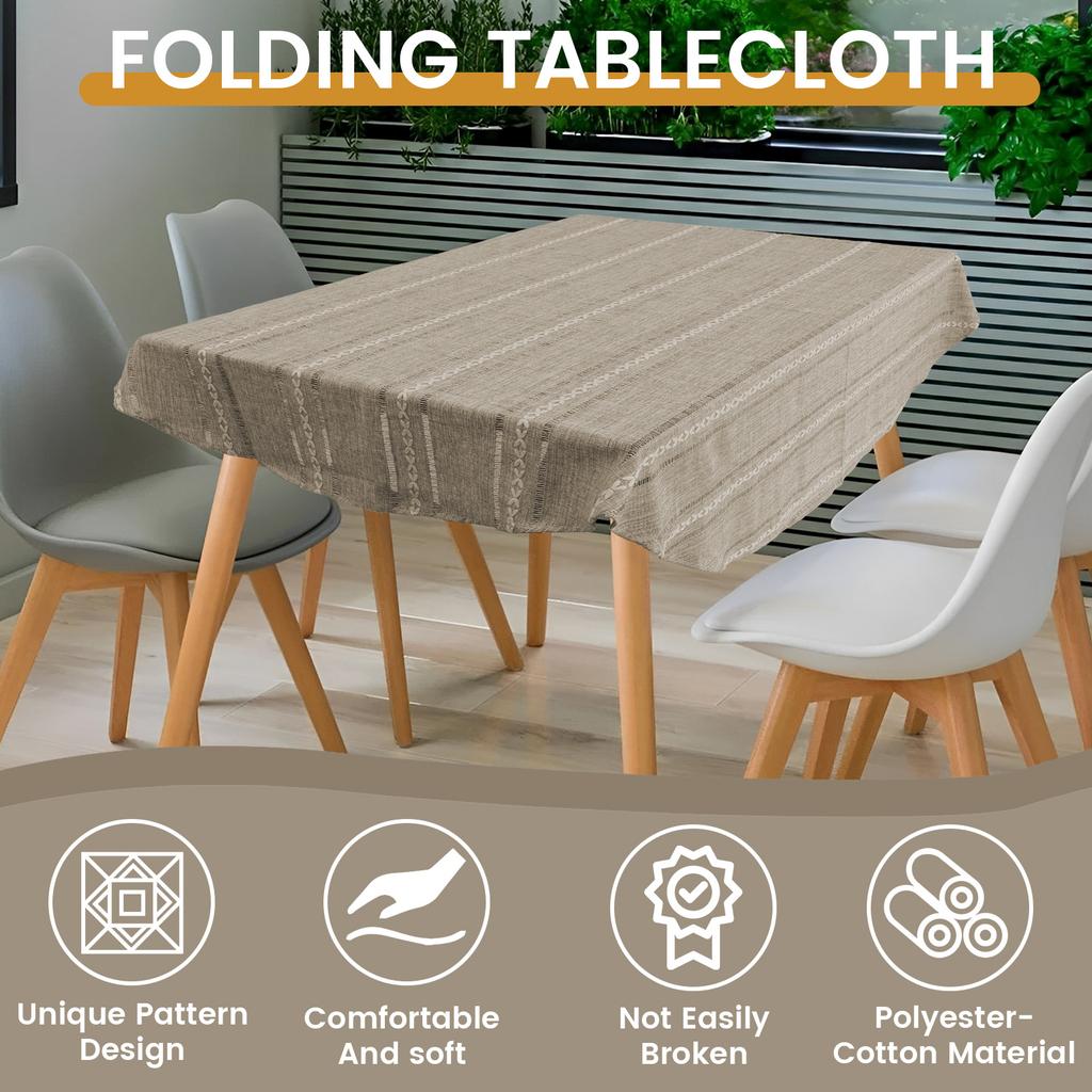 Rustic Stripe Embroidered Tablecloth Elegant Oval Dining Table Cloth Hollow Jacquard Table Cover Decorative Coffee Table Cloth