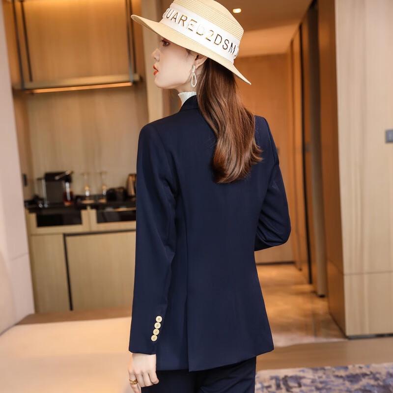 Tluoman Women's Double-Breasted Business Suit Set