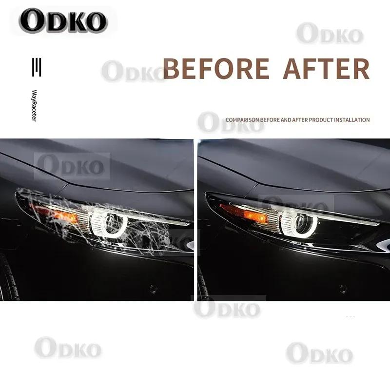 2Pcs Car Headlight Protective Film Front Light Transparent Smoked Black TPU Sticker For Mazda 3 BP    Accessories