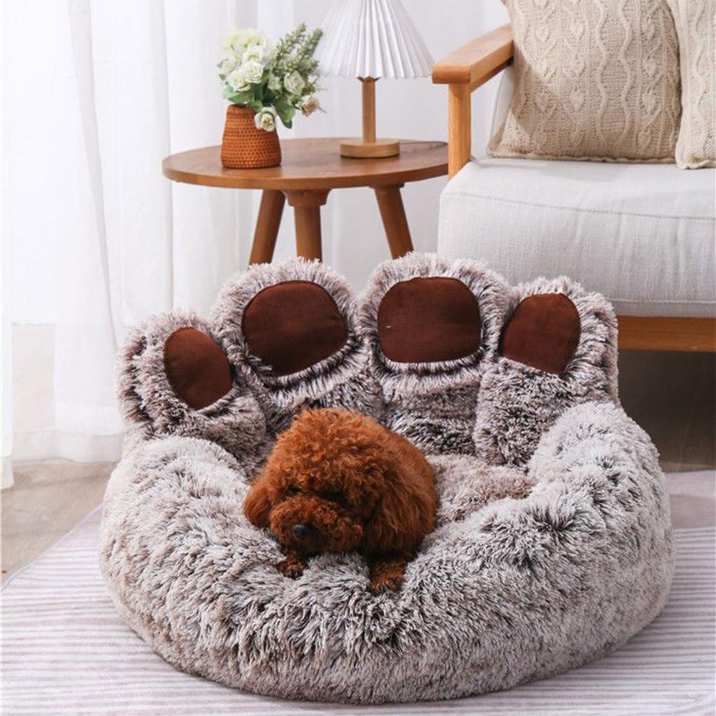 Bear Paw Shape Cat Bed Antislip Dog Furry Plush Bed Small Kitten Soft Sofa Bed Cushion Bedding for Puppy Pet Supplies