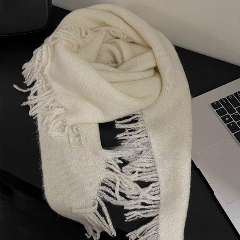Korean Niche Tassel Triangle Shawl for Women - Versatile, Warm Autumn Winter Scarf