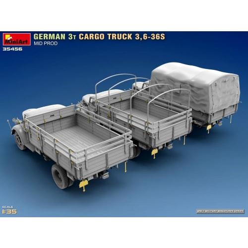 Miniart 1/35 Scale German 3-ton Cargo Truck 3.6-36S Mid-Model Plastic Model MA35456 (Combat Vehicle)