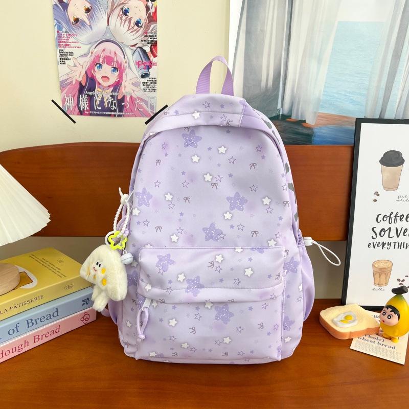 Backpack for Girls with a Girlish Atmosphere, Star Print, Japanese Style, Niche, Large Capacity, Double Shoulder Bag for Middle