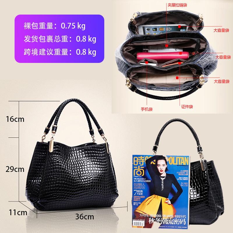 Damentasche neues Krokodilmuster tragbar reifes Temperament Damentasche Handtasche Fächer Damen Schultertasche