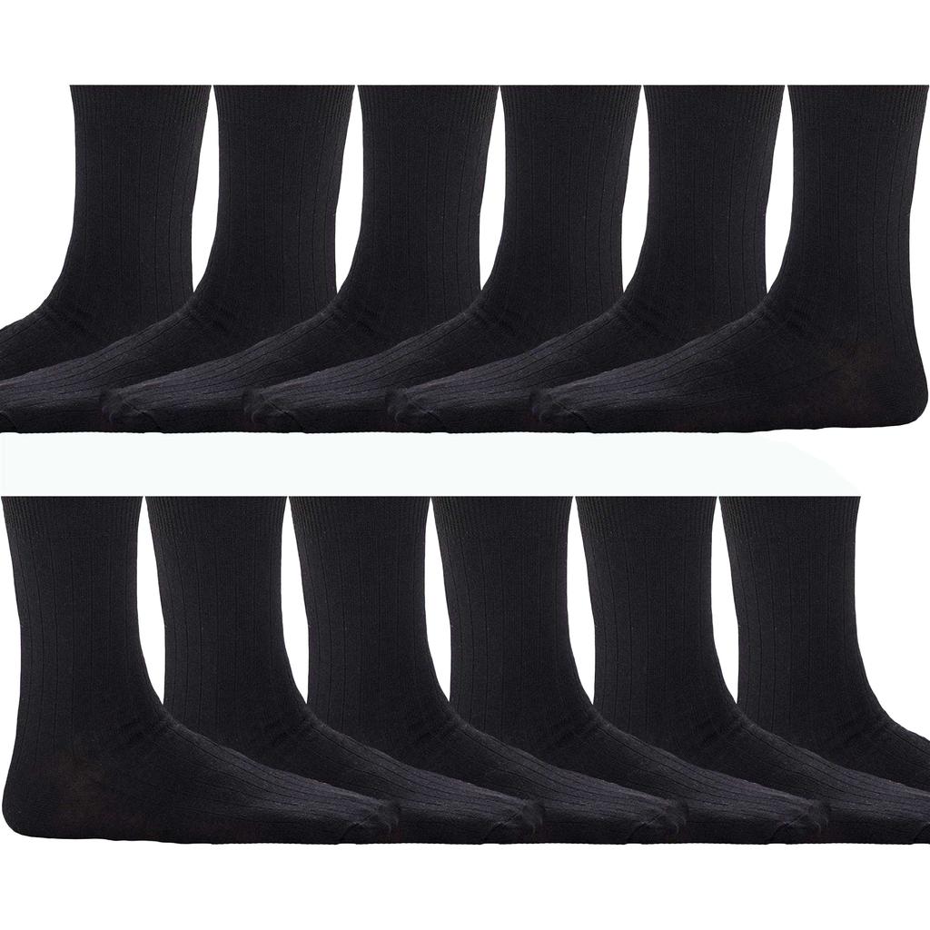 Public Dealz Childrens/Kids Plain Cotton Ribbed Socks (Pack of 12)