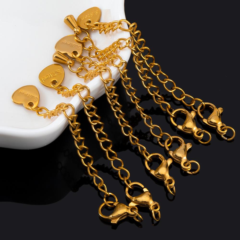 5pcs Extension Tail Chain with Lobster Clasps Stainless Steels Extended Chain for DIY Bracelet Necklace Connector Jewelry Making