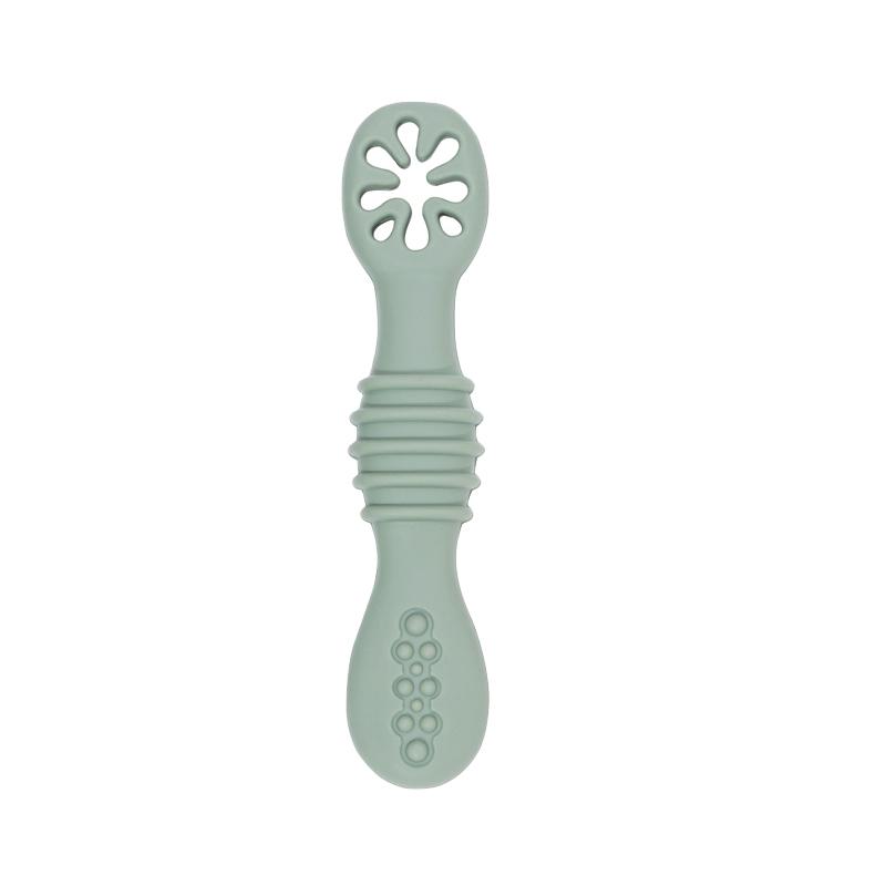 2Pcs/Set Baby Silicone Grinding Training Spoon Feeding Complementary Food Rice Paste Double Headed Soft Spoon Sticky Licking Rod