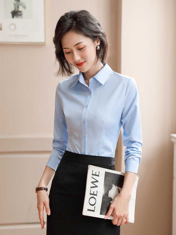 2025 Women's Non-Iron Long-Sleeve Slim Fit Business Shirt - Autumn Professional Micro-Elastic Workwear