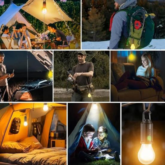 1/2/3/4Pcs Solar Rechargeable Camping Light 3 Modes Adjustable Portable Outdoor Hiking Emergency Tent Hanging LED Bulb Lamp