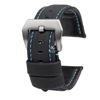 Nylon Texture Leather Watchband For Panerai PAM01661|441 Marina Watch Strap Black Blue 22mm 24mm 26mm Belt Accessories Bracelets