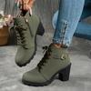 Women'S Mid-Heel Ankle Boots with Side Zipper - Comfortable Faux Cover, Decorative Buckle Design, All-Season Versatile Casual Shoes for Casual Attire